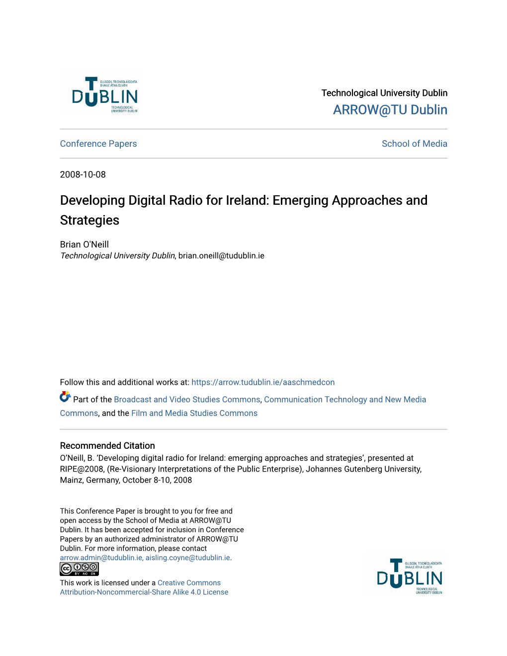 Developing Digital Radio for Ireland: Emerging Approaches and Strategies