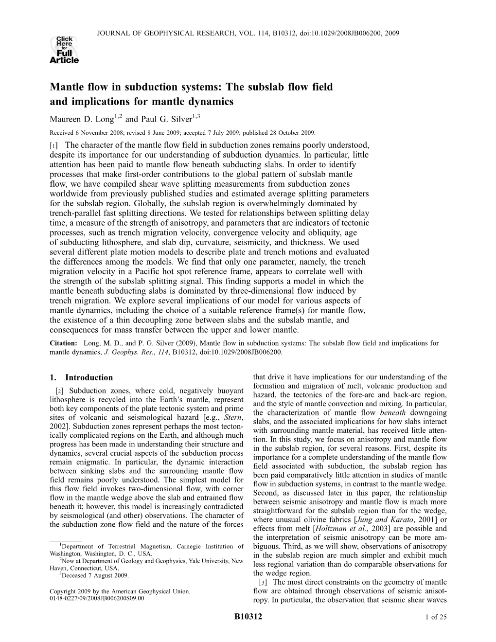 The Subslab Flow Field and Implications for Mantle Dynamics Maureen D