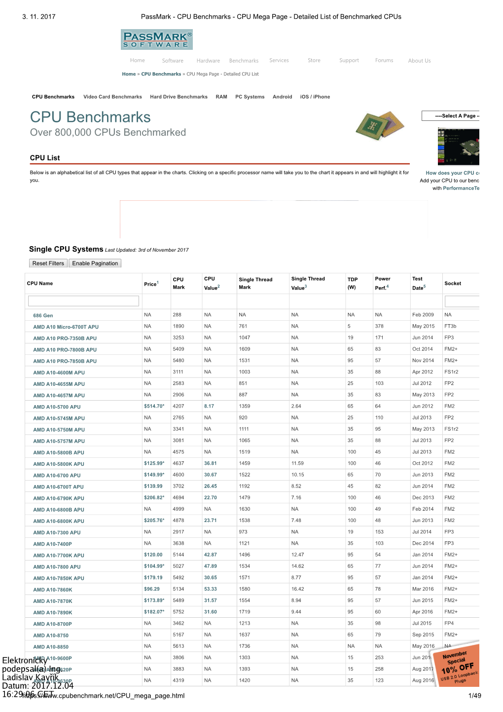 CPU Benchmarks - CPU Mega Page - Detailed List of Benchmarked Cpus