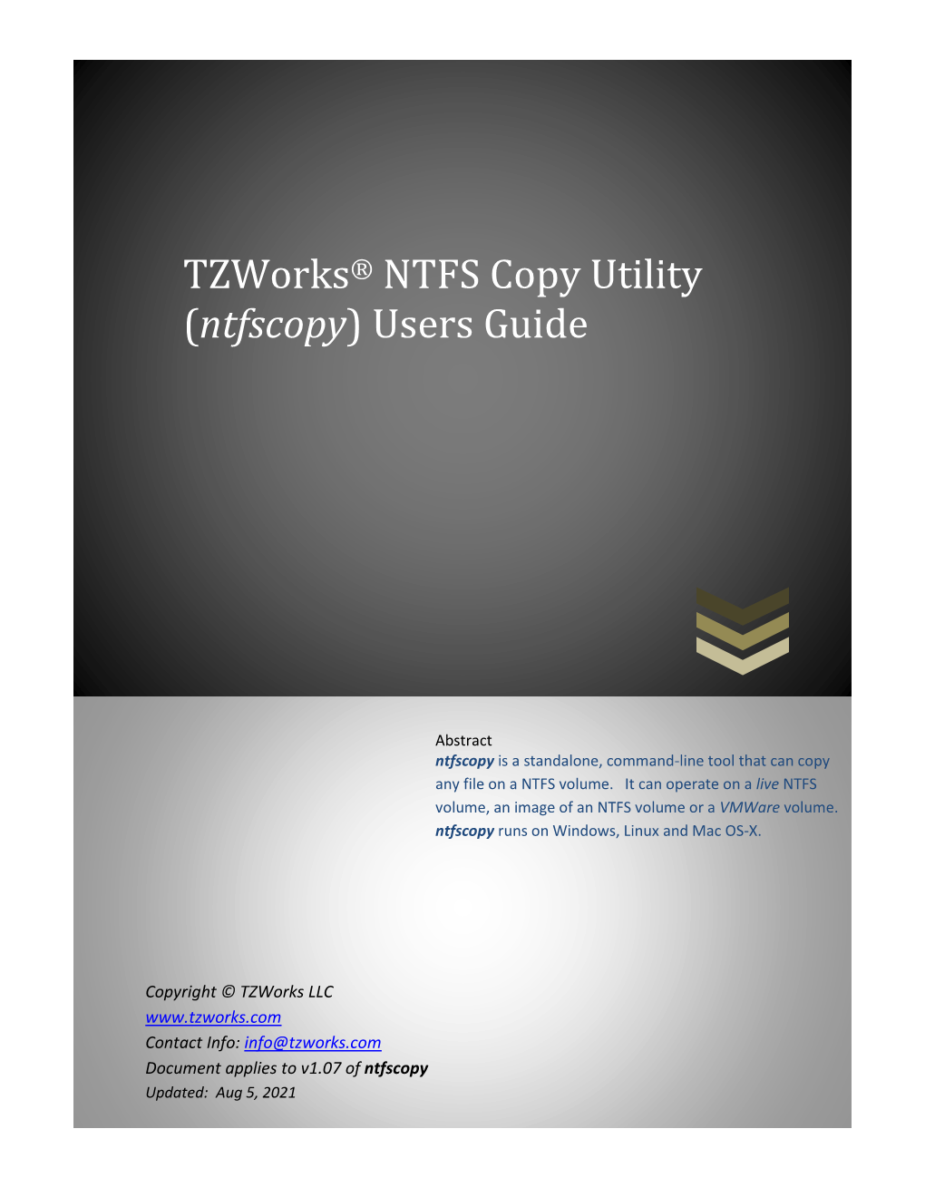 Tzworks NTFS Copy Utility (Ntfscopy) Users Guide