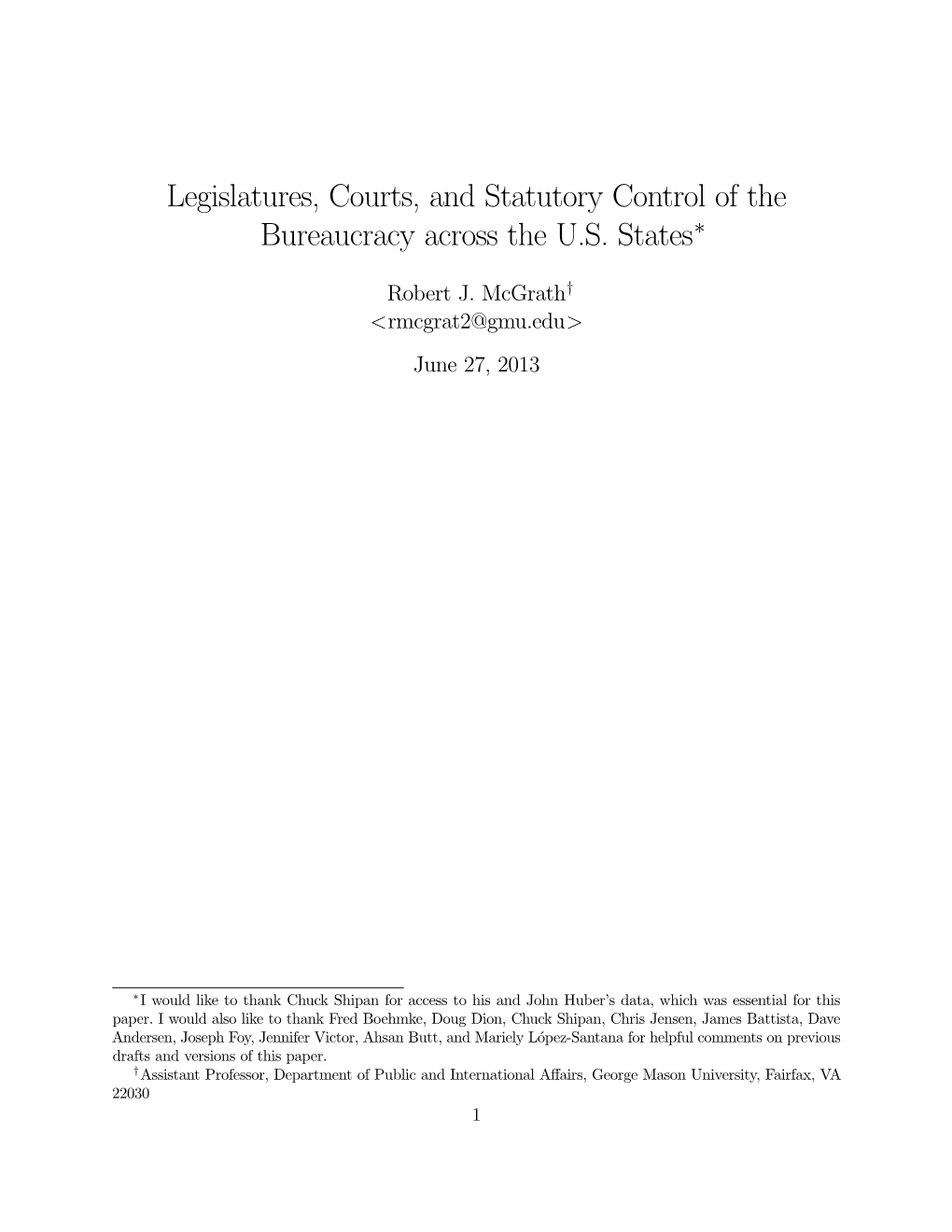 Legislatures, Courts, and Statutory Control of the Bureaucracy Across the U.S