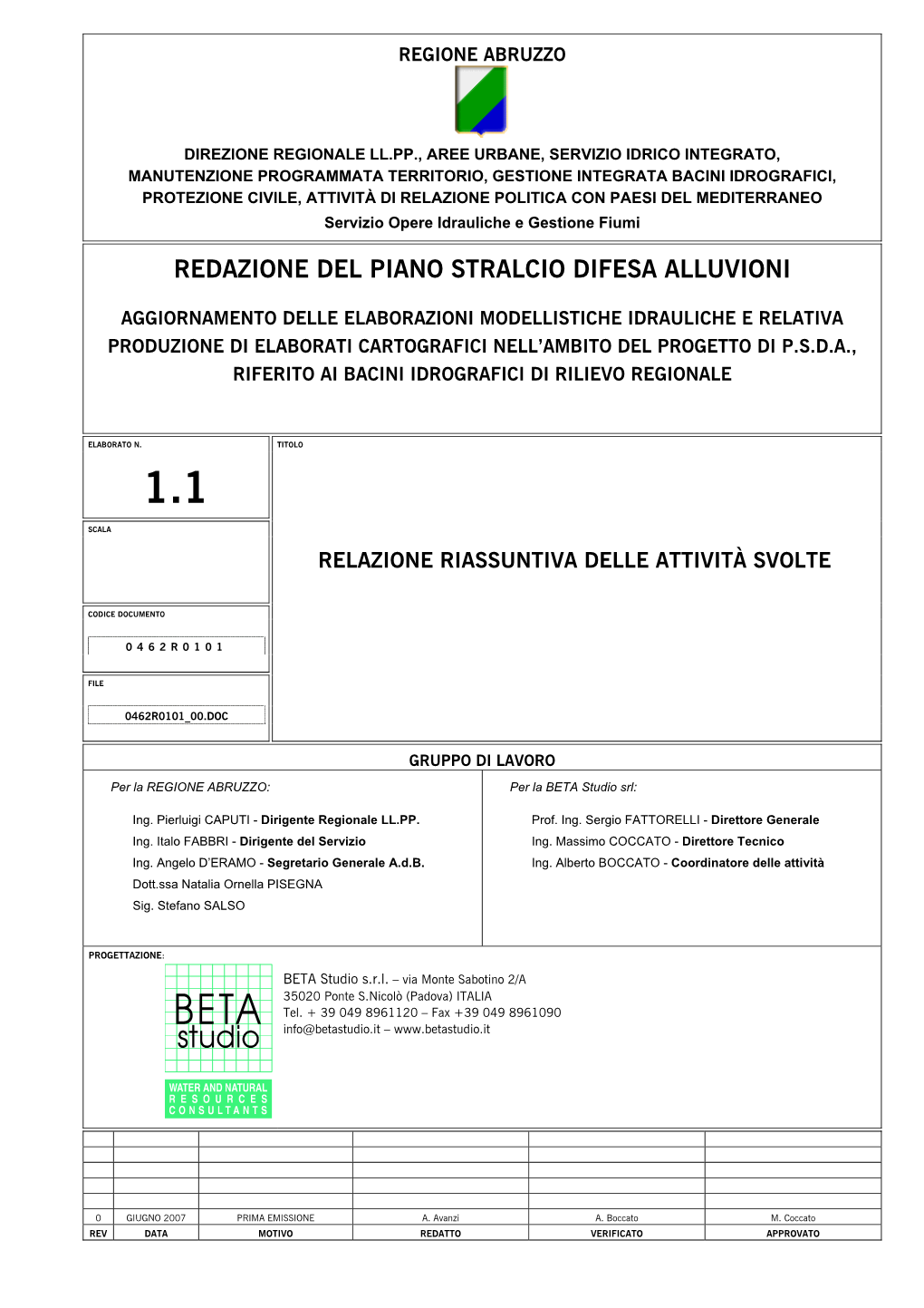 Redazione Del Piano Stralcio Difesa Alluvioni