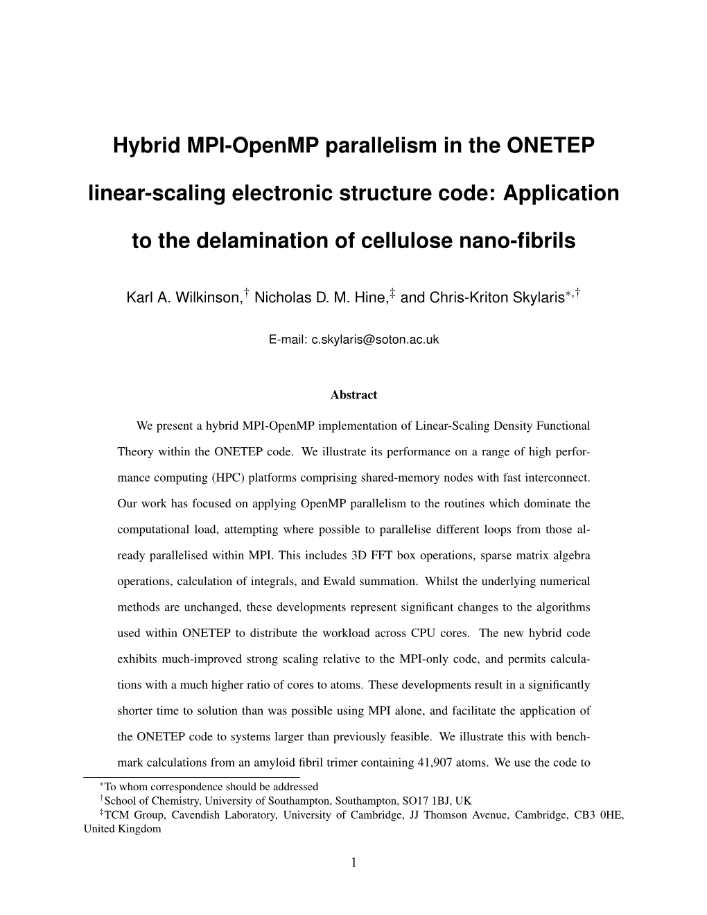 Hybrid MPI-Openmp Parallelism in the ONETEP Linear-Scaling Electronic