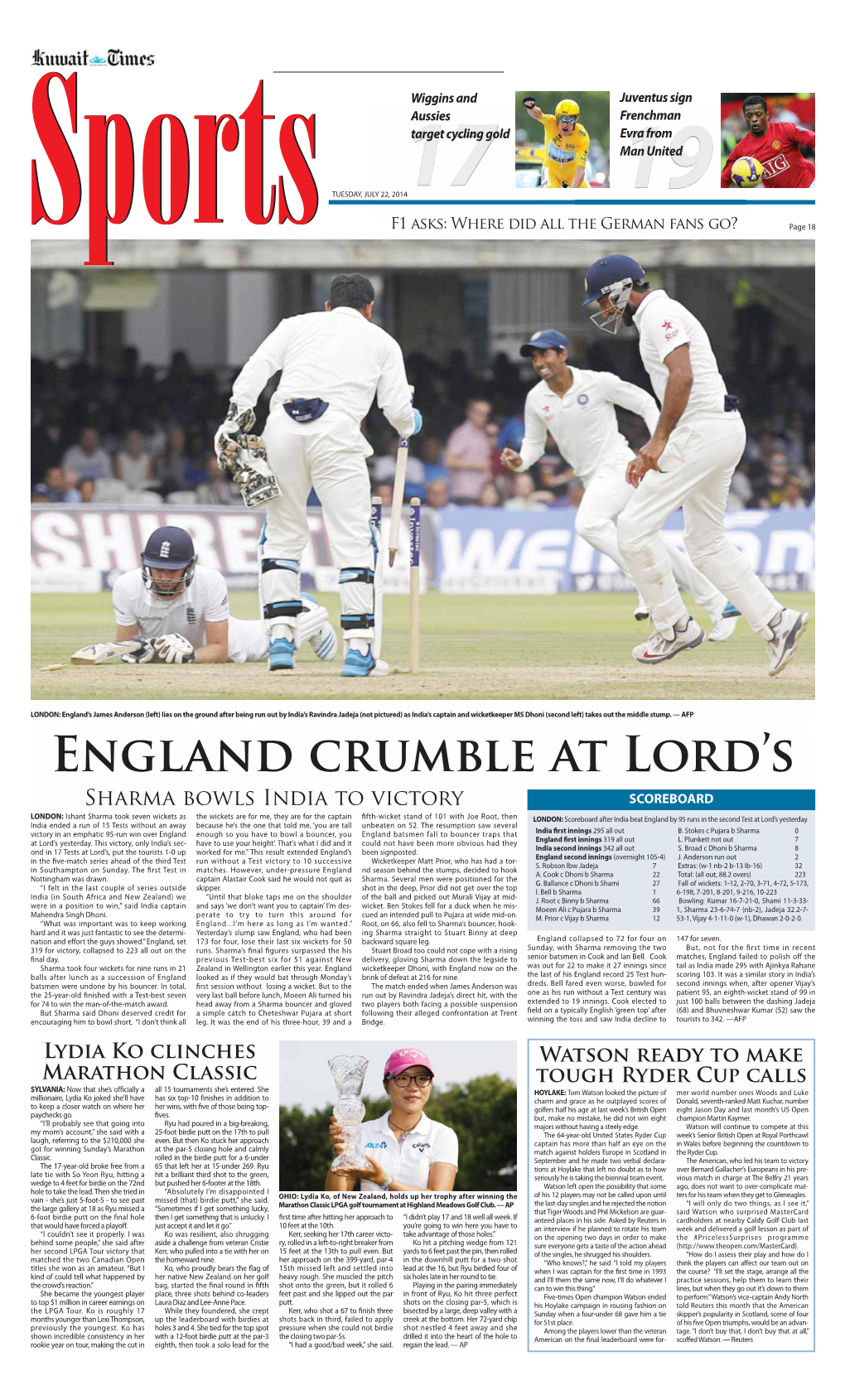 England Crumble at Lord's