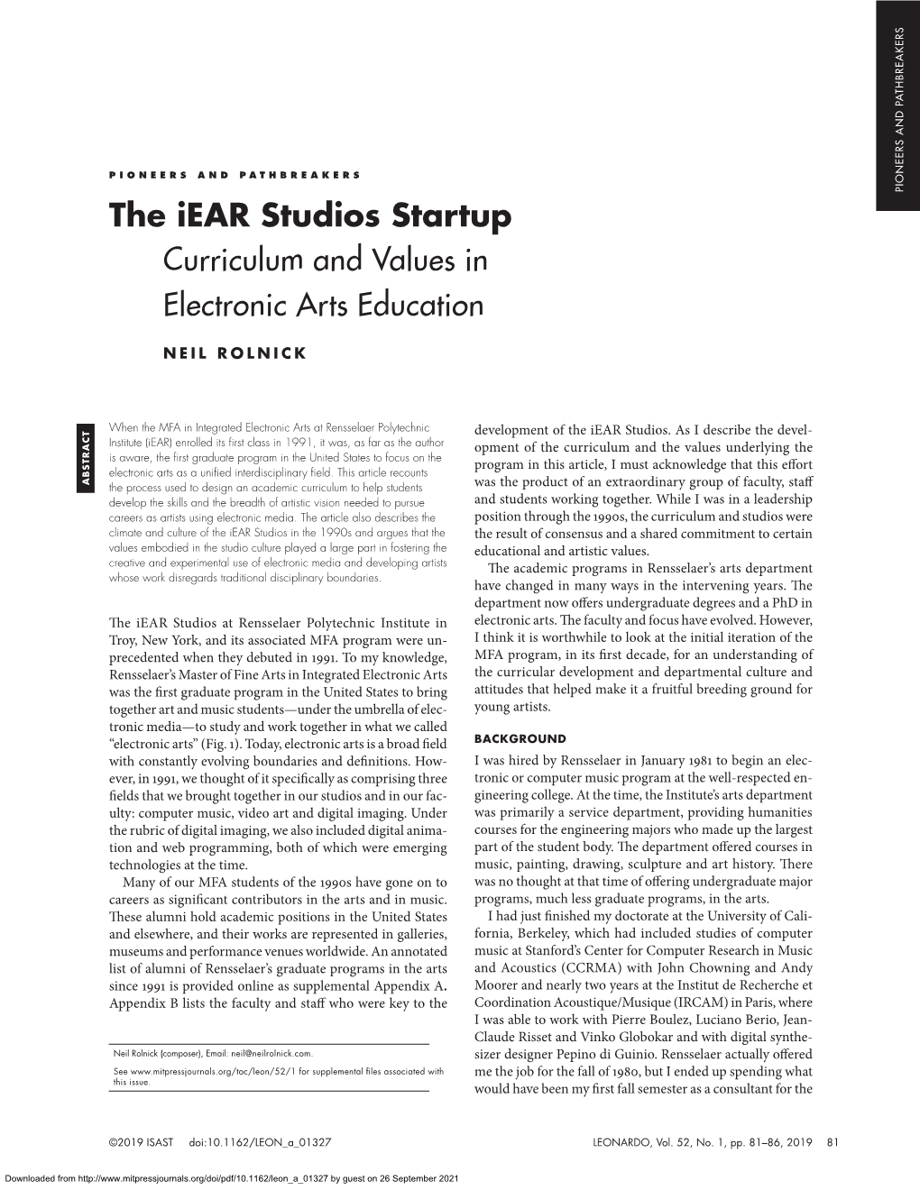 The Iear Studios Startup