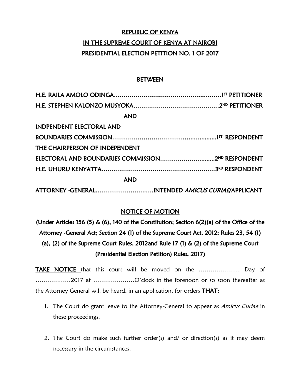 Amicus Curiae Application