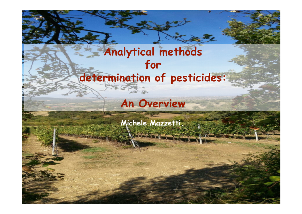 Analytical Methods for Determination of Pesticides: an Overview