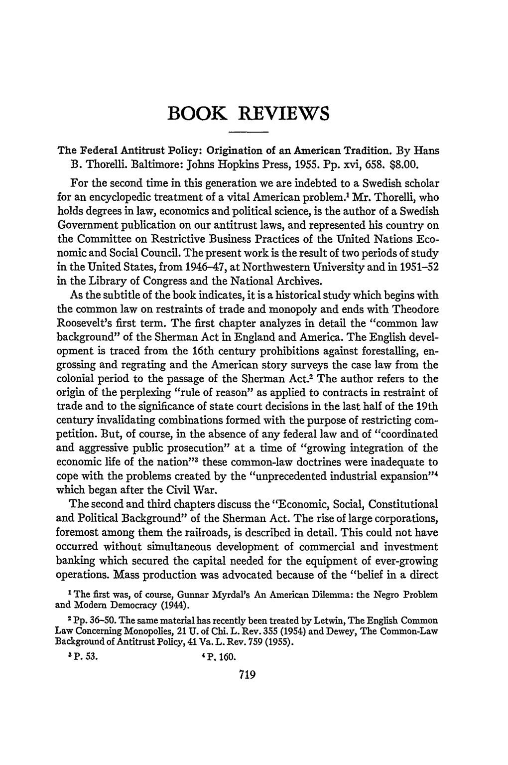 Review of the Federal Antitrust Policy