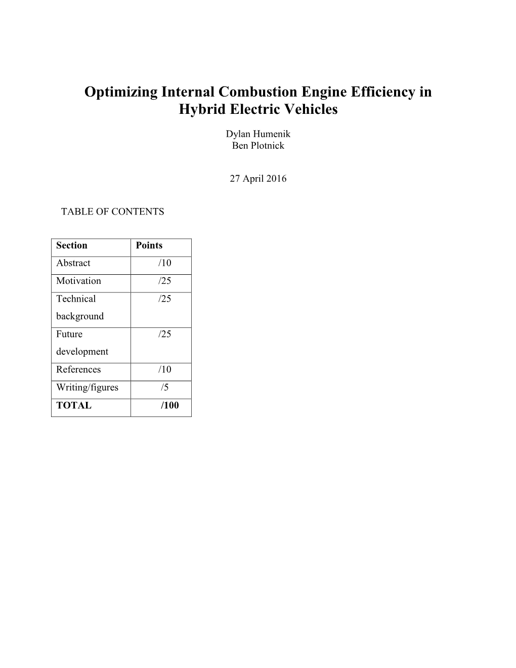 Optimizing Internal Combustion Engine Efficiency in Hybrid Electric Vehicles