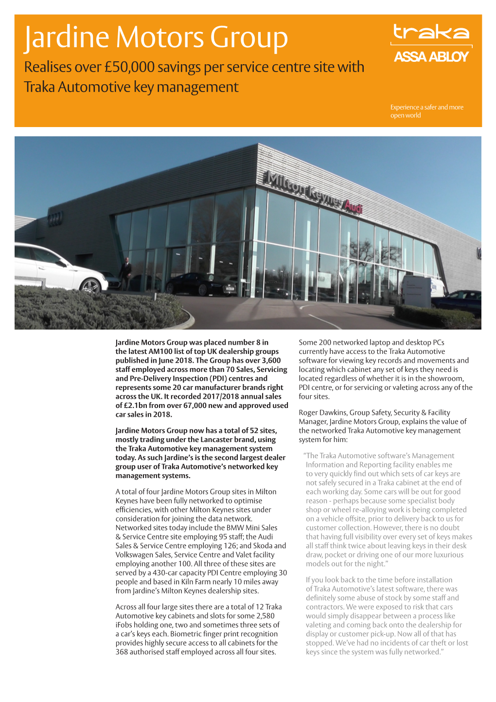 Jardine Motors Group Realises Over £50,000 Savings Per Service Centre Site with Traka Automotive Key Management