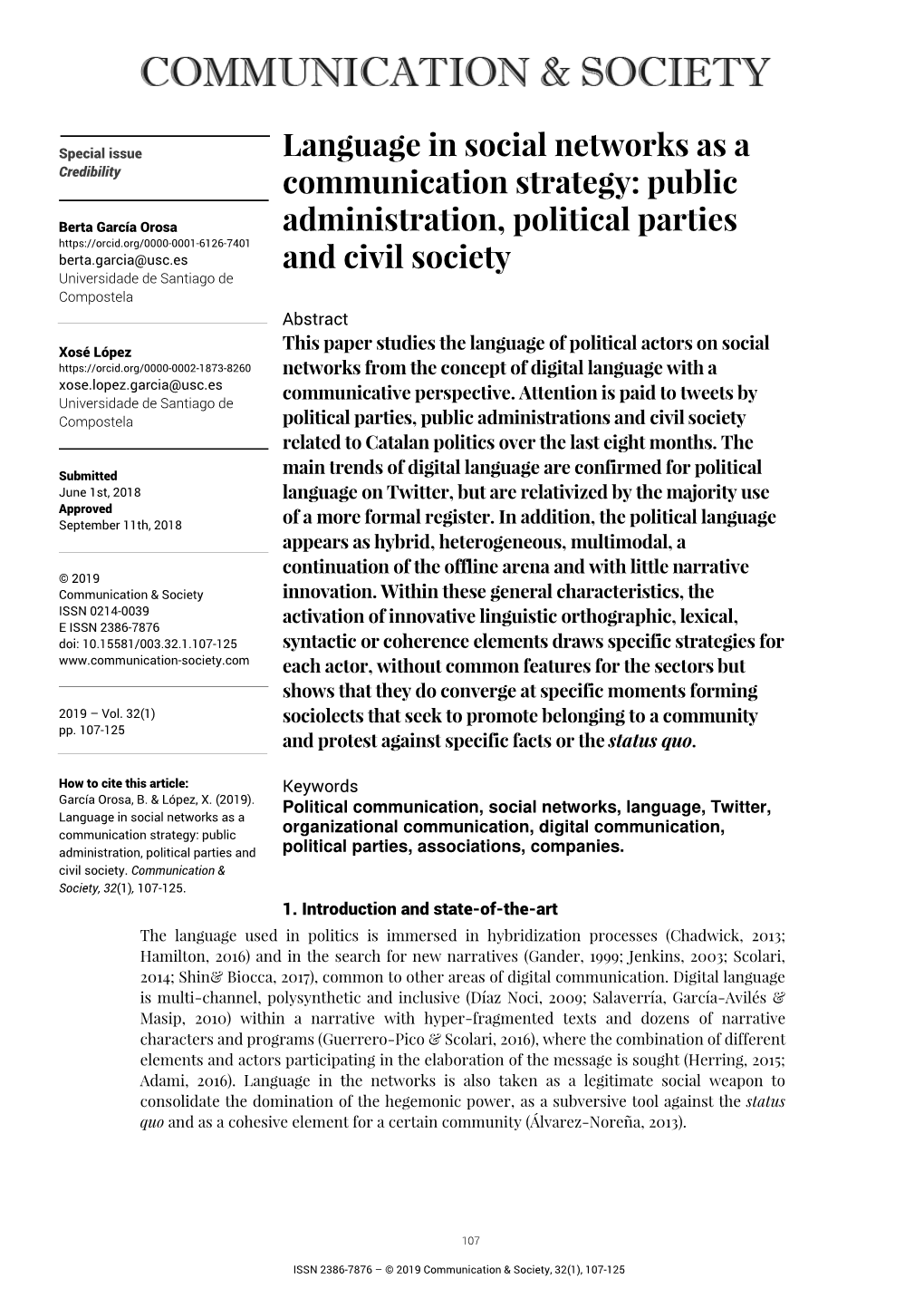 Public Administration, Political Parties and Civil Society