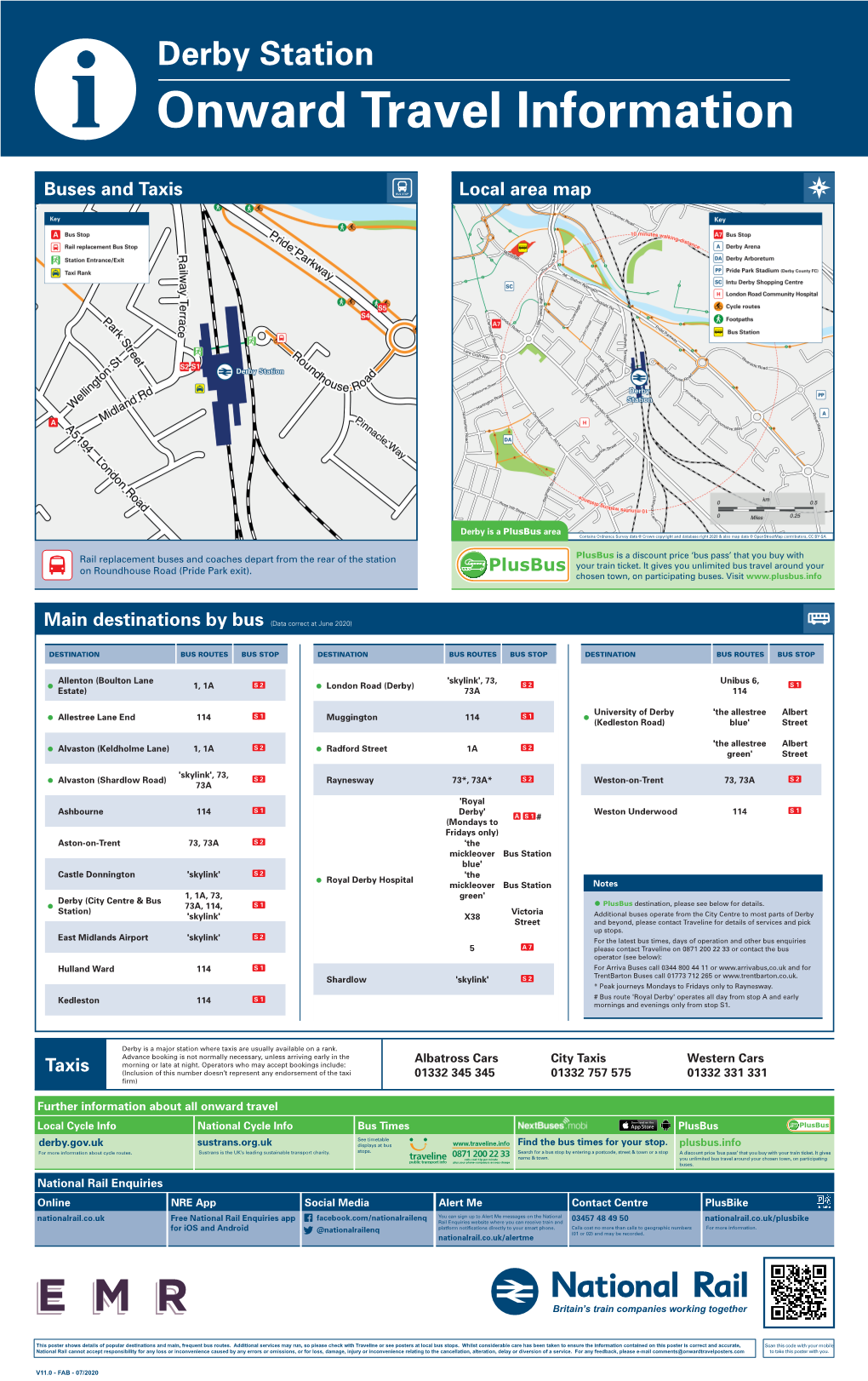 Derby Station I Onward Travel Information Buses and Taxis Local Area Map