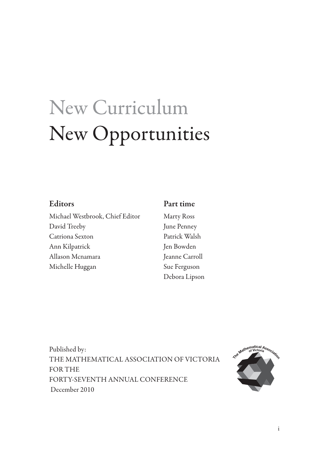 New Curriculum New Opportunities