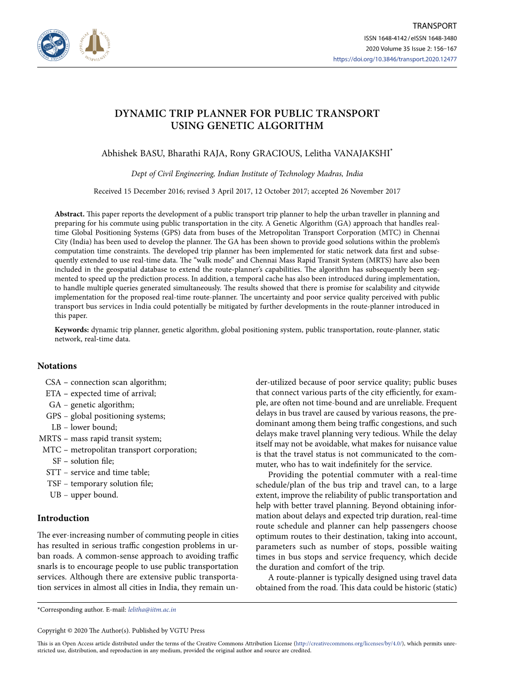 Dynamic Trip Planner for Public Transport Using Genetic Algorithm