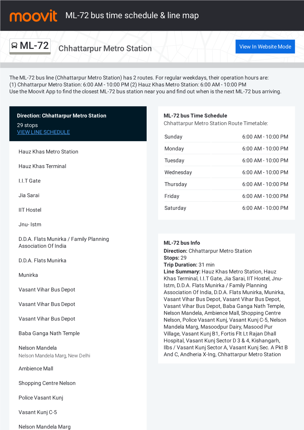 ML-72 Bus Time Schedule & Line Route