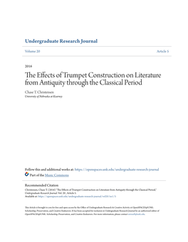 The Effects of Trumpet Construction on Literature from Antiquity Through the Classical Period," Undergraduate Research Journal: Vol