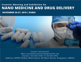 Nano Medicine and Drug Delivery November 26-27, 2019 | Dubai
