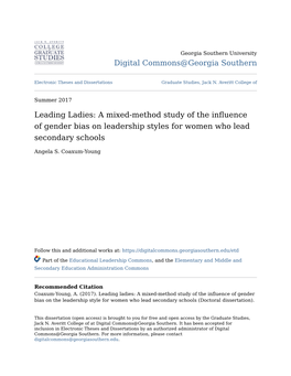 A Mixed-Method Study of the Influence of Gender Bias on Leadership Styles for Women Who Lead Secondary Schools