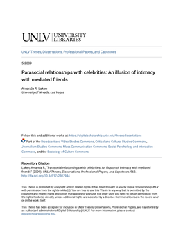 Parasocial Relationships with Celebrities: an Illusion of Intimacy with Mediated Friends