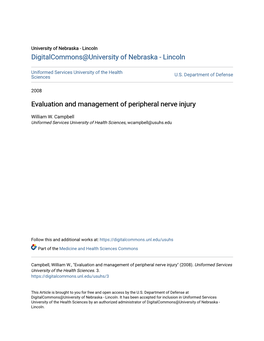 Evaluation and Management of Peripheral Nerve Injury