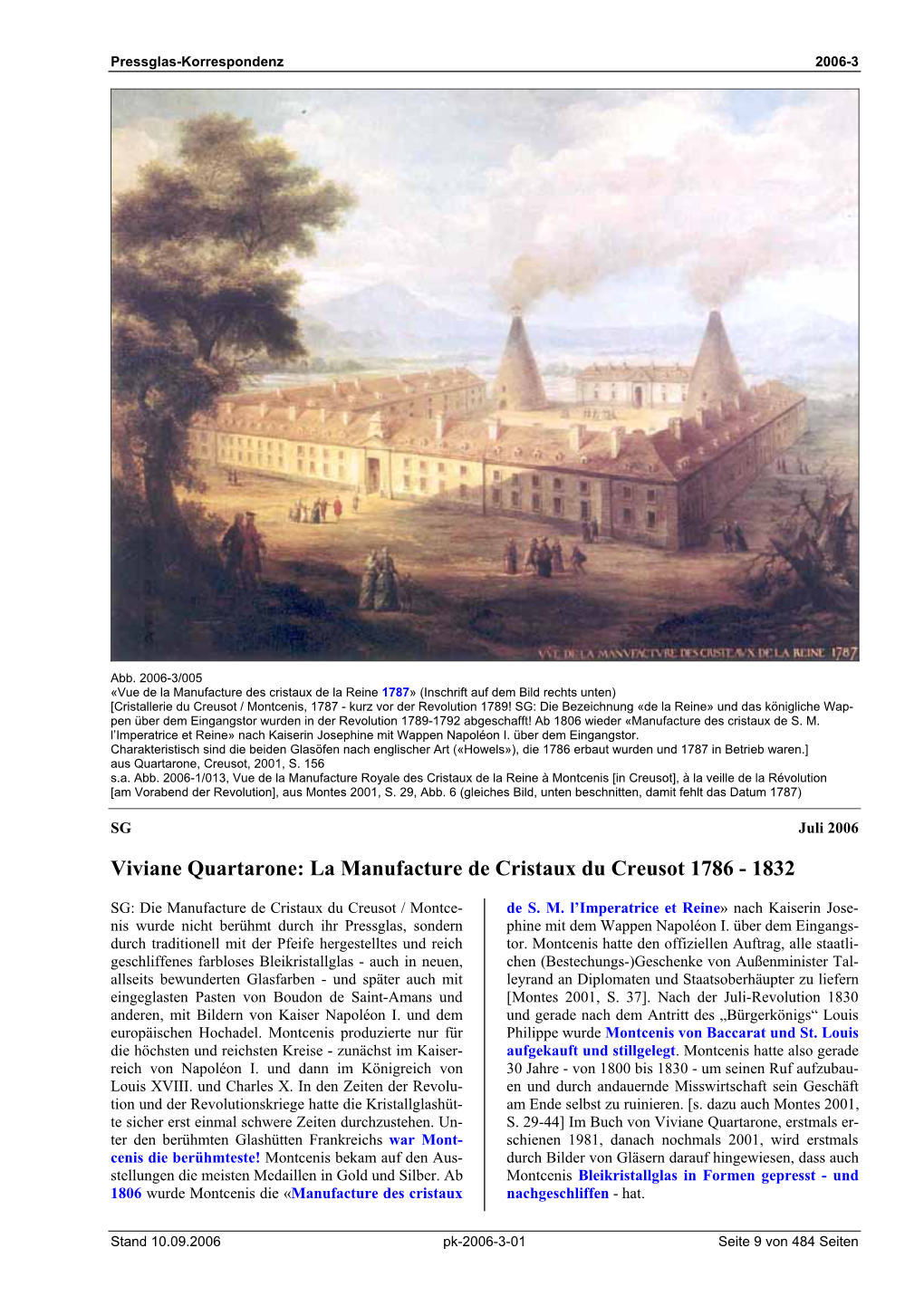 Viviane Quartarone: La Manufacture De Cristaux Du Creusot 1786 - 1832