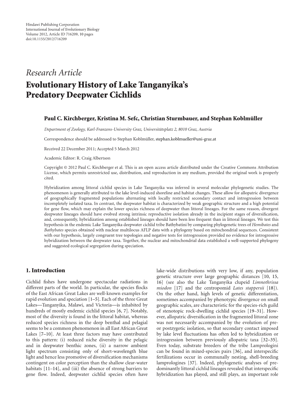 Evolutionary History of Lake Tanganyika's Predatory Deepwater