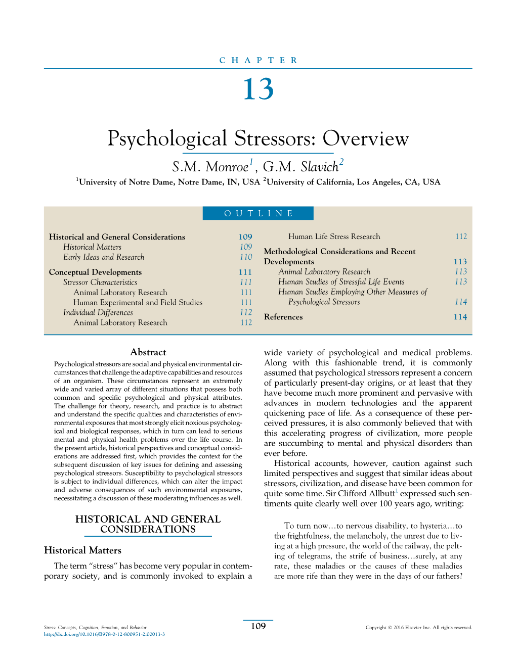 Psychological Stressors: Overview S.M