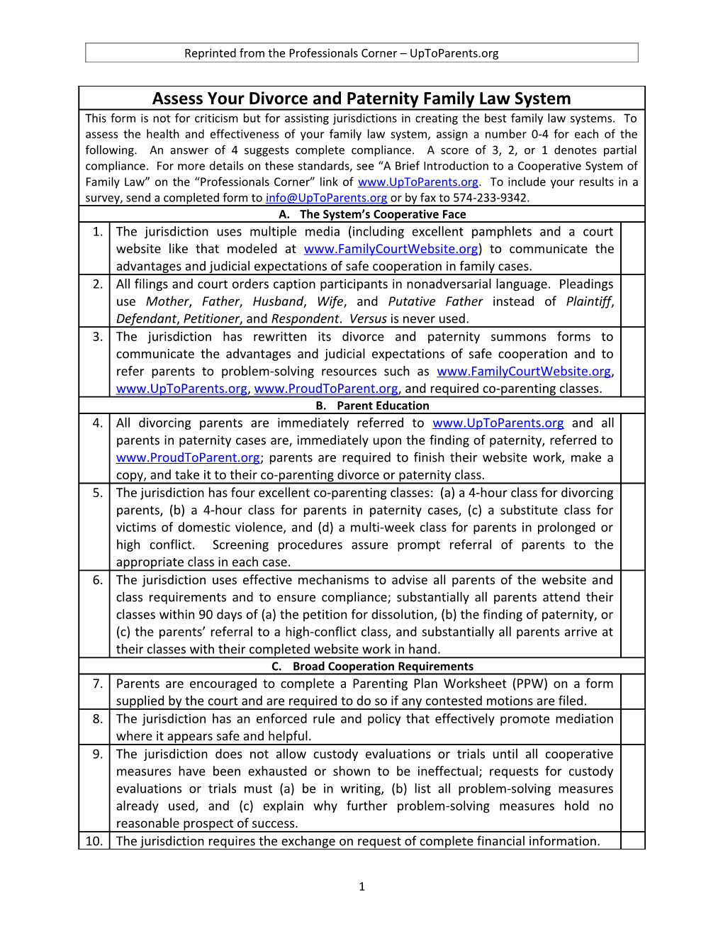 Assess Your Divorce and Paternity Family Law System