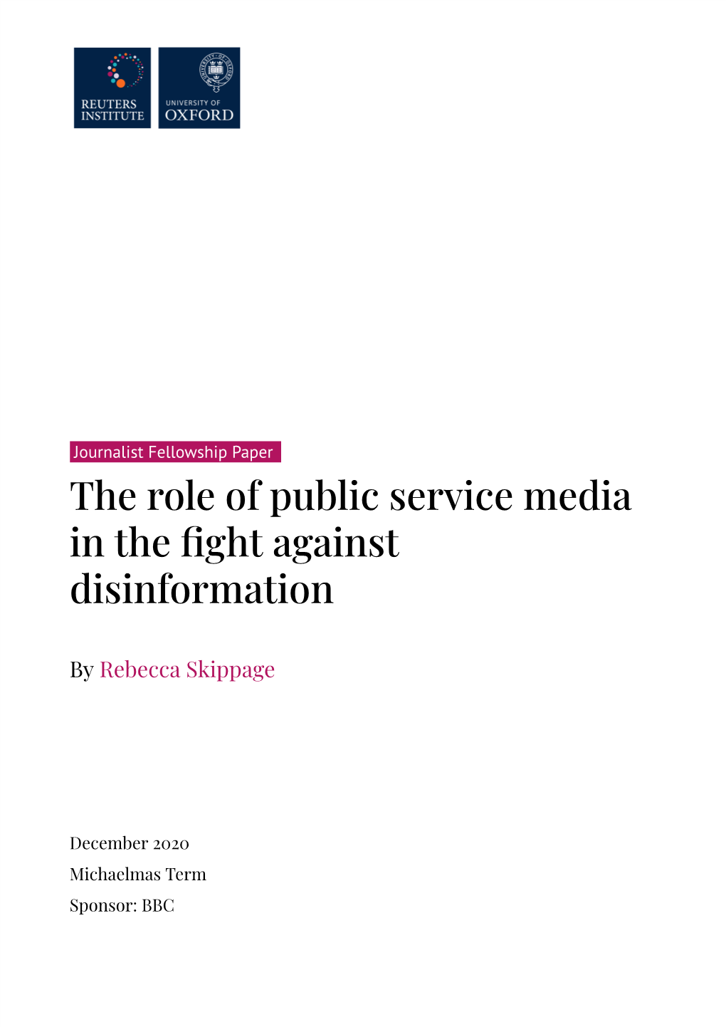 The Role of Public Service Media in the Fight Against Disinformation