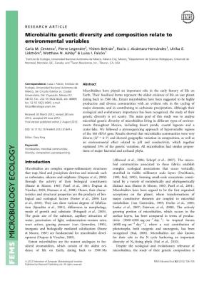 Microbialite Genetic Diversity and Composition Relate to Environmental Variables Carla M