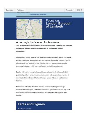 Focus On: London Borough of Lambeth Facts and Figures