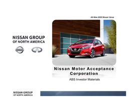 Nissan Motor Acceptance Corporation ABS Investor Materials Disclaimer