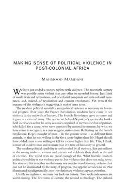 Making Sense of Political Violence in Post-Colonial Africa