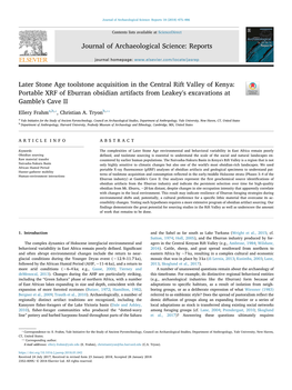 Later Stone Age Toolstone Acquisition in the Central Rift Valley of Kenya