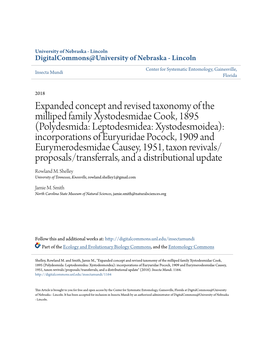 Expanded Concept and Revised Taxonomy of the Milliped Family