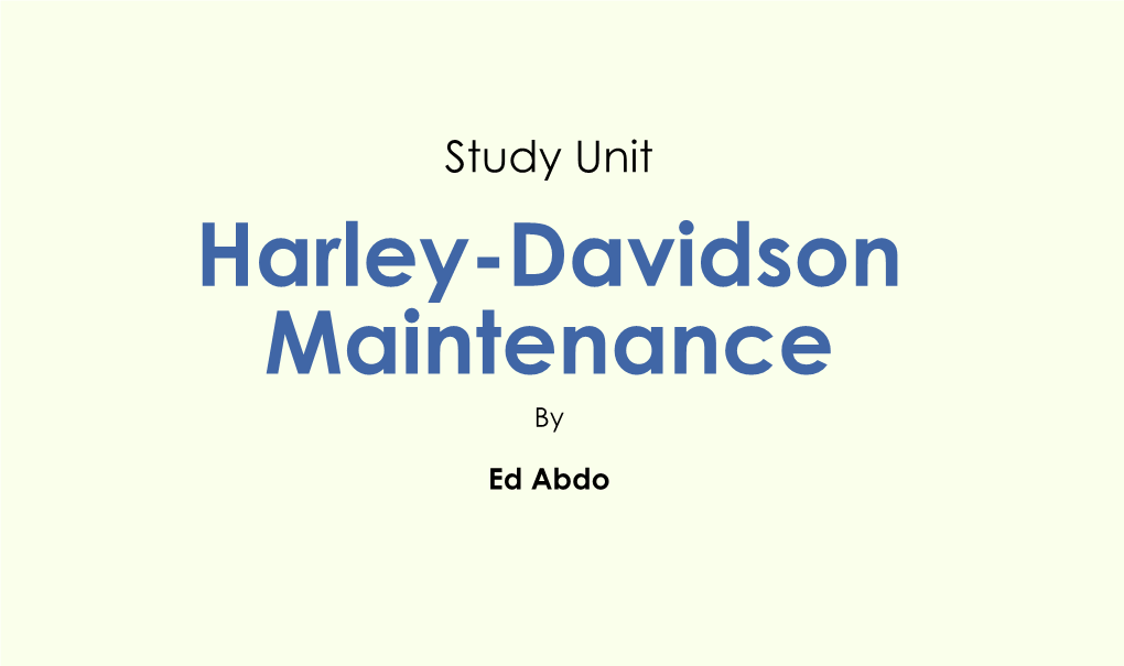 Harley-Davidson Maintenance By