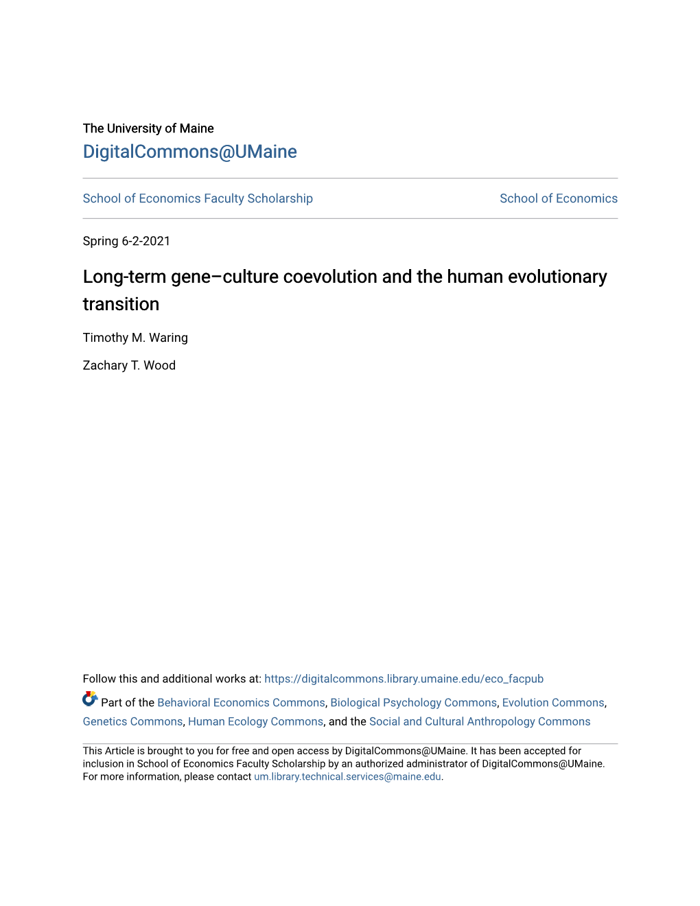 Long-Term Gene–Culture Coevolution and the Human Evolutionary Transition