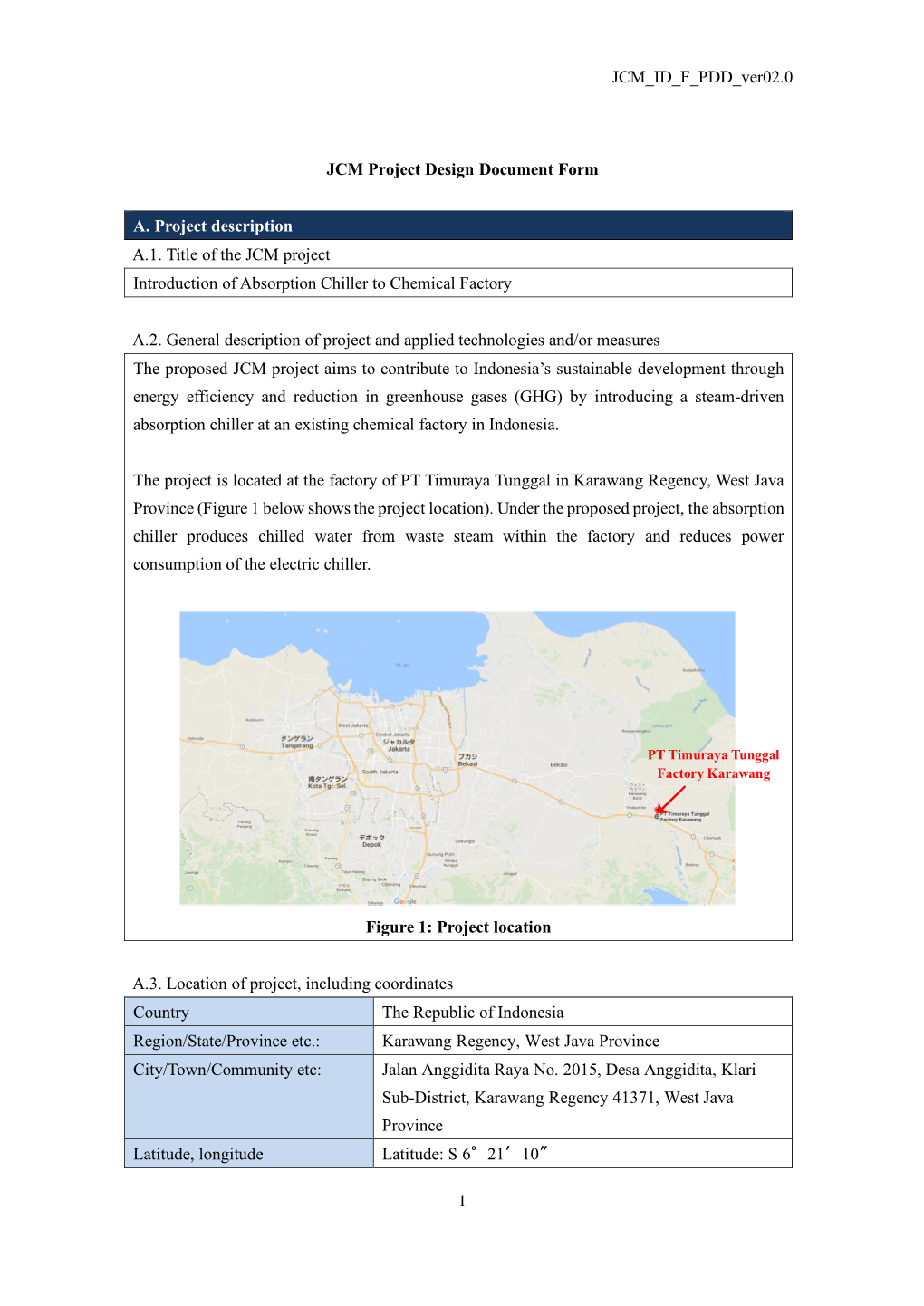 JCM ID F PDD Ver02.0 1 JCM Project Design Document Form A