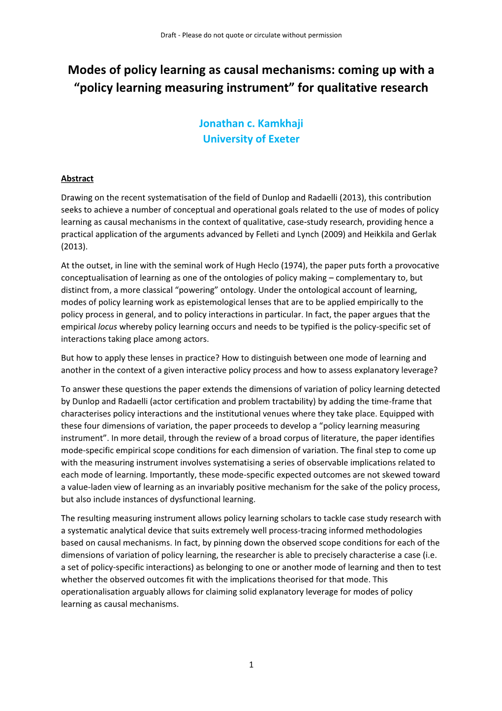 Modes of Policy Learning As Causal Mechanisms: Coming up with a “Policy Learning Measuring Instrument” for Qualitative Research