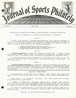 Number 9 May, 1967 Volume 5 INTERNATIONAL REGULATIONS