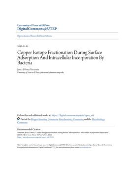 Copper Isotope Fractionation During Surface Adsorption And