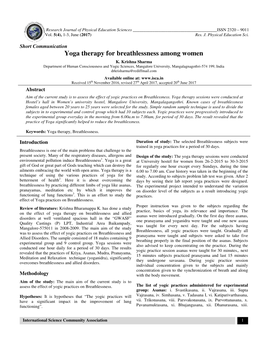 Yoga Therapy for Breathlessness Among Women K