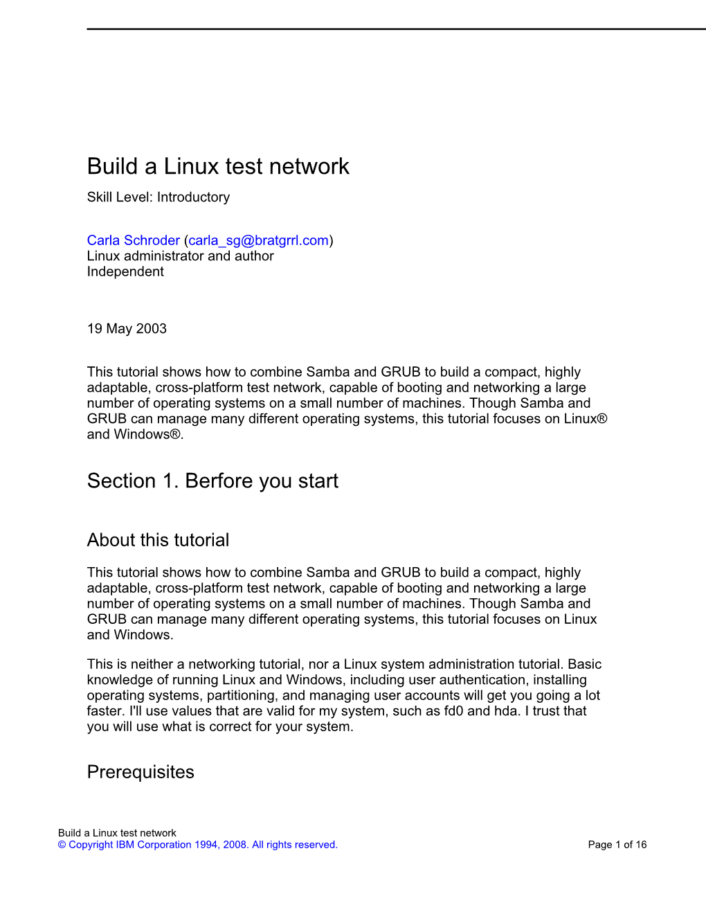 Build a Linux Test Network Skill Level: Introductory