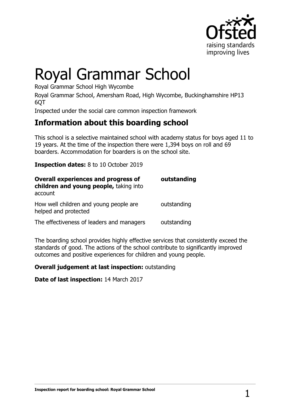 Ofsted Boarding Report