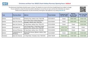 Christmas and New Year 2020/21 Bank Holiday Pharmacy Opening Hours: Ashford