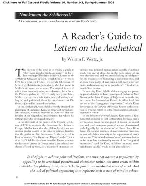 A Reader's Guide to Schiller's Letters on the Aesthetical Education Of