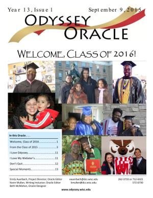 Year 13, Issue 1, September 9, 2015: Welcome, Class of 2016!