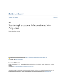 Adoption from a New Perspective Mindy Schulman Roman