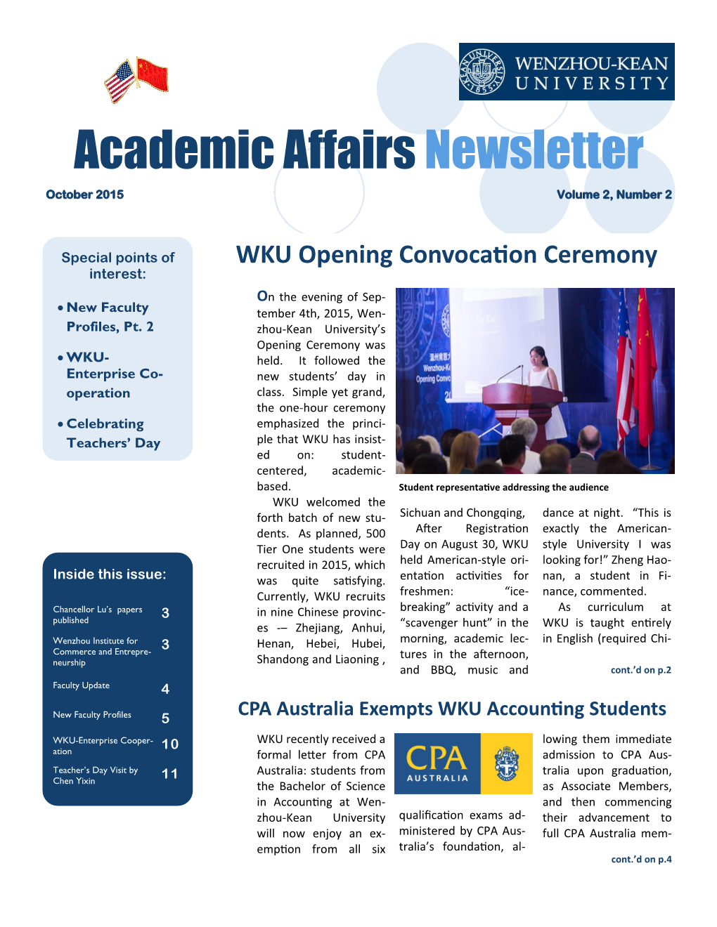 Academic Affairs Newsletter Volume 2, No.2