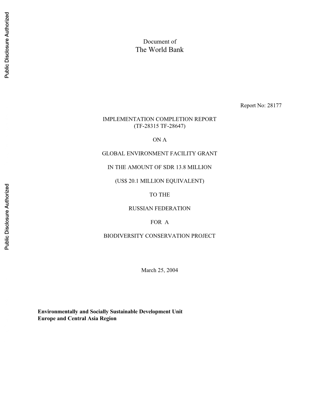 World Bank Document